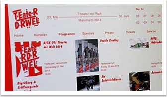 Kulturelles Webdesign und Screensdesign für das Theater der Welt by bgp e.media - Übersicht der Programme