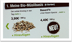 B2C mit e-Commerce Showsystem Onlineshop für Müsli.de by bgp e.media - Mein Bio Müslibasis Auswahl