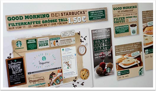 Webspezial Aktions-Microsite für Good Morning Starbucks by bgp e.media - Übersicht aller Aktionen Kampagne