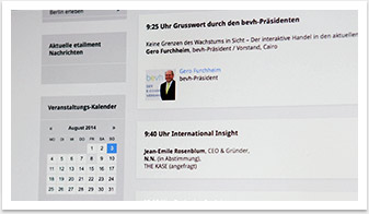 Responsives Webdesign (RWD) für The Conference Group by bgp e.media - Veranstaltungsplan