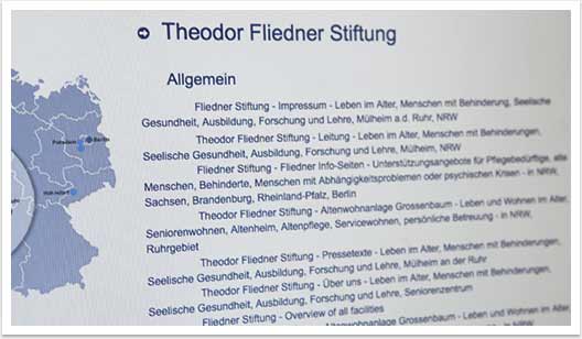 Screendesign und e.sy CMS Entwicklung für die Theodor Fliedner Stiftung by bgp e.media - Allgemeines