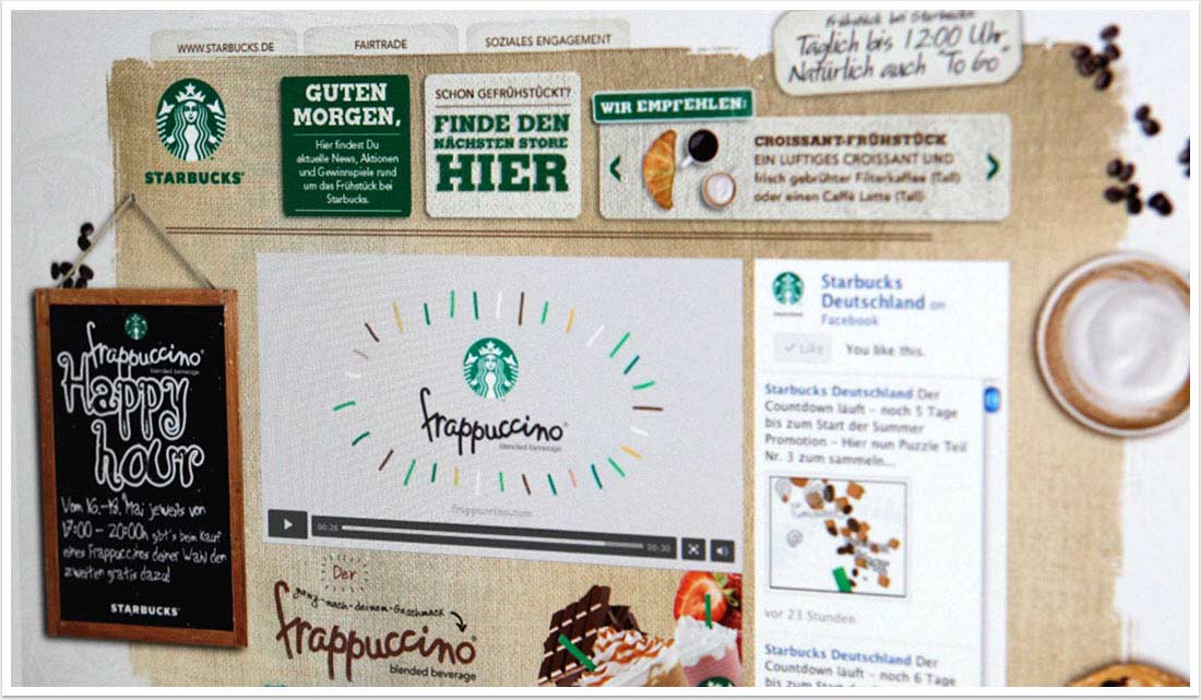 Webspezial Aktions-Microsite für Good Morning Starbucks by bgp e.media - Screendesign