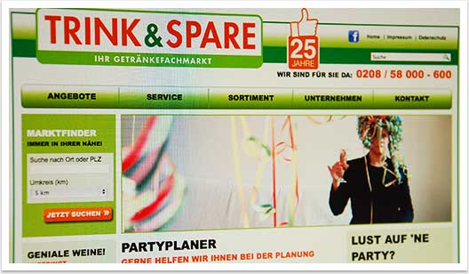 B2C-Website für Trink & Spare by bgp e.media - Top Navigation