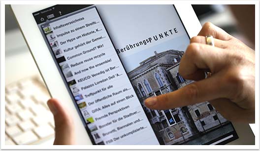 iPad App für Berührungspunkte by bgp e.media - Navigation