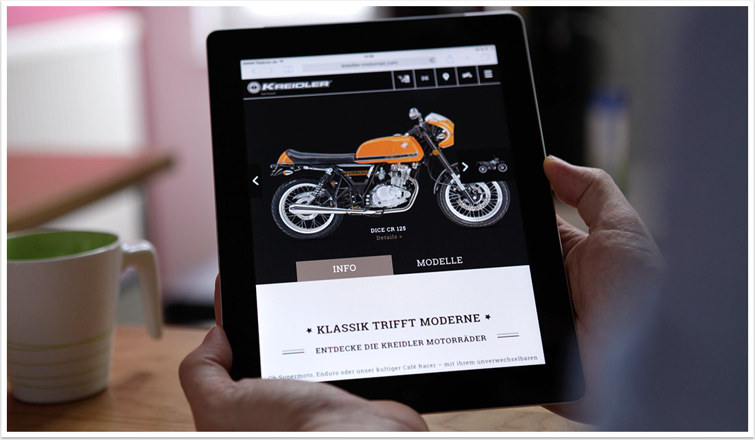 Mobiles Webdesign für Kreidler Motorrad | by bgp e.media - Produktübersichtsseite