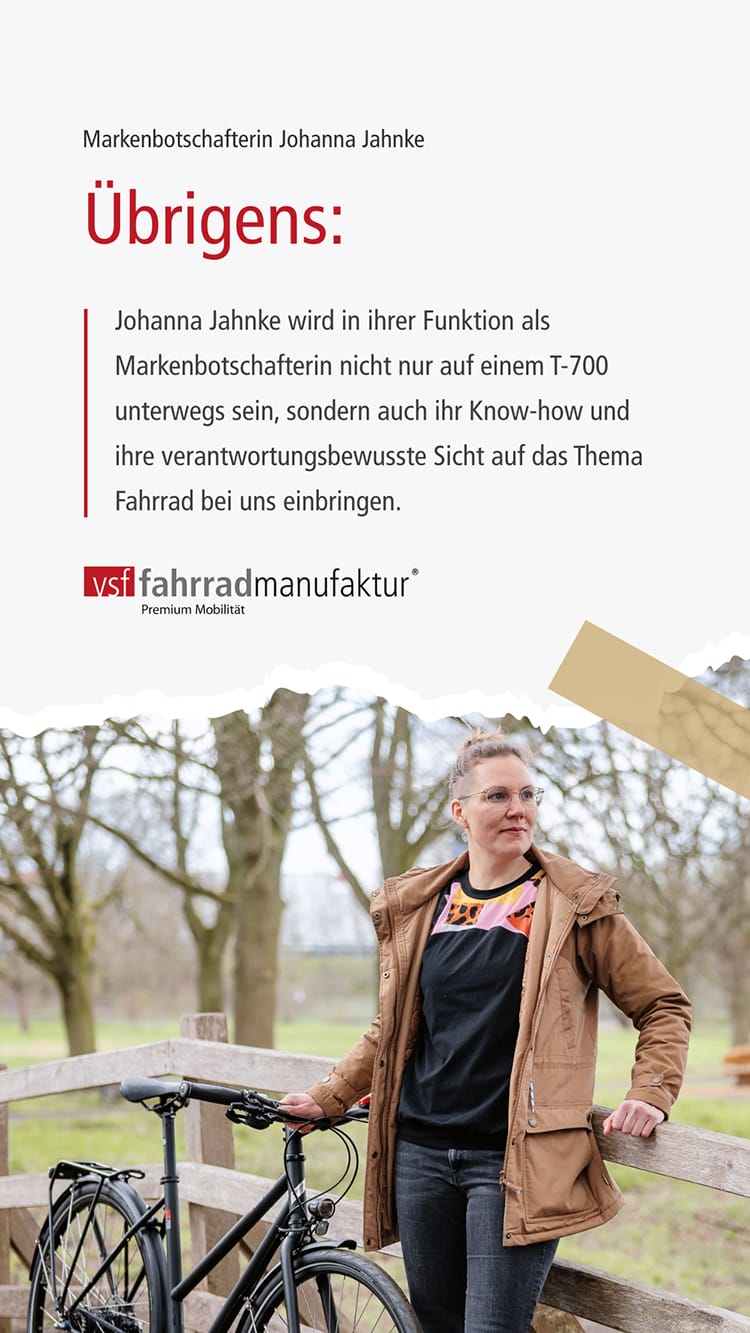 Johanna Jahnke Markenbotschafterin der vsf fahrradmanufaktur