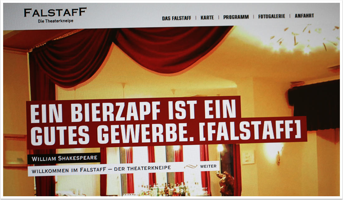 B2C-Webdesign für Falstaff Online by bgp e.media - Homescreen 