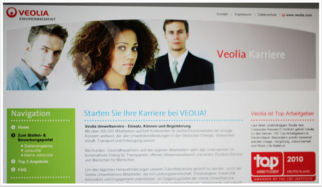 E-Recruiting-Lösungen für Veolia by bgp e.media - Startseite