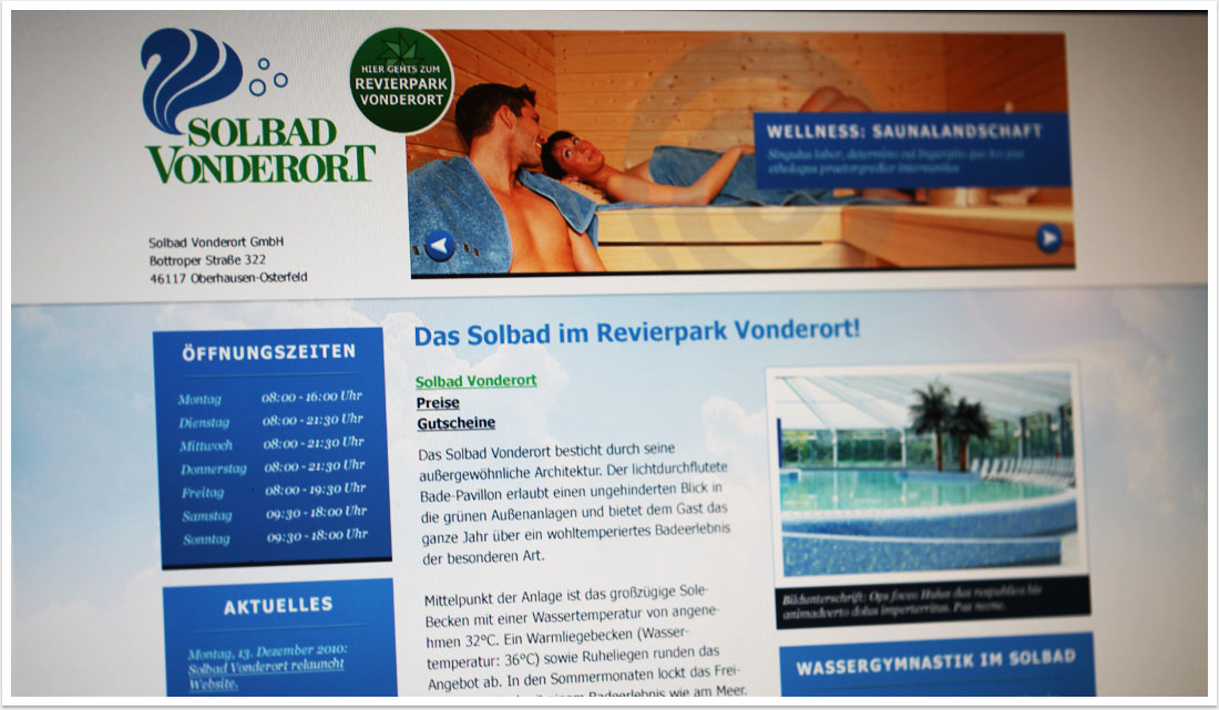 Internetauftrirtt und Webdesign für lokalen Revierpark Vonderort by bgp e.media - Unterseite Preise