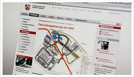 Barrierefreies Webdesign für das Institut der Feuerwehr NRW by bgp e.media - Außengelände Map Ansicht