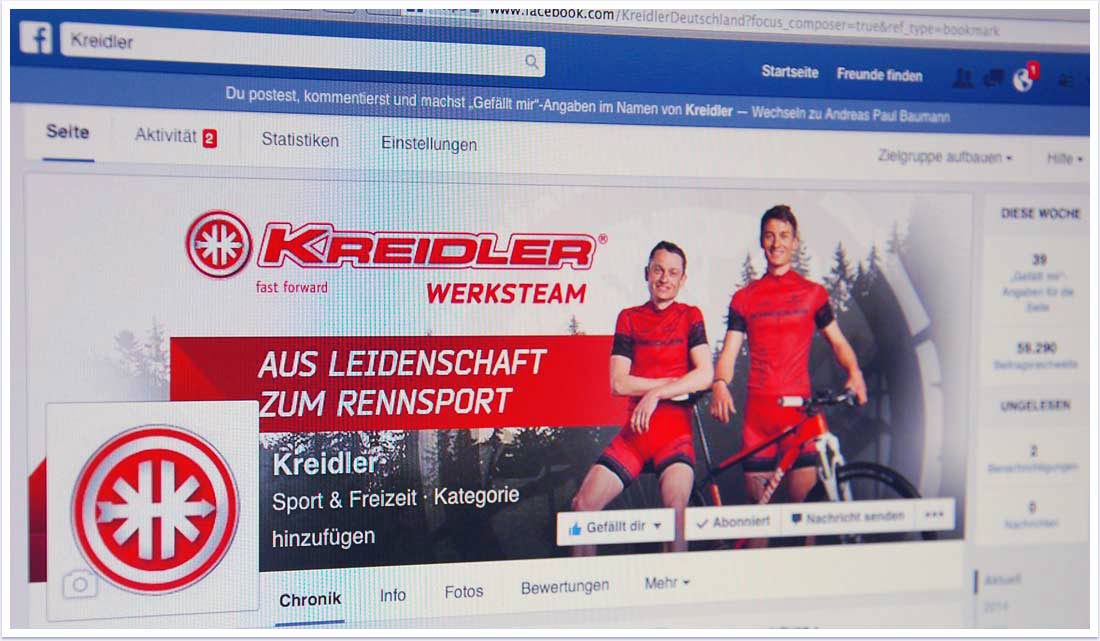 Markenkommunikation und Corporate Design auf Facebook für Kreidler by bgp e.media - Headbild 