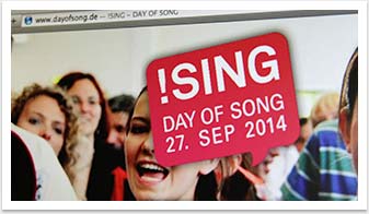 eCommerce und Buchungssysteme für !SING - Day of Song by bgp e.media - Detailansicht Störer
