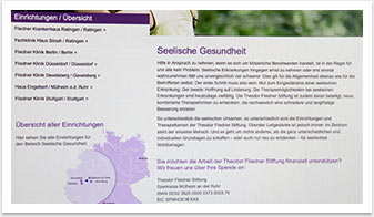 Screendesign und e.sy CMS Entwicklung für die Theodor Fliedner Stiftung by bgp e.media - Einleser Seelische Gesundheit