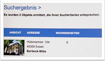 Inter- & Intranet für Essen Wohnungsbau by bgp e.media - Detailansicht Suchergebnis 