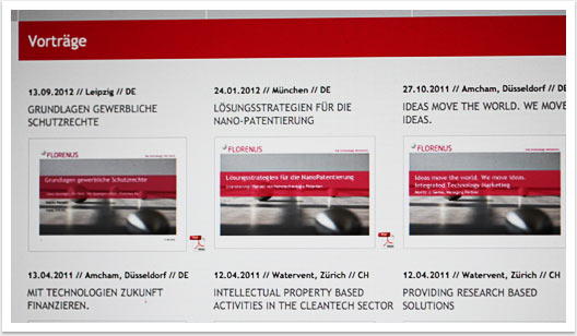 Modernes Webdesign im e.sy CMS für Florenus by bgp e.media - Vorträge