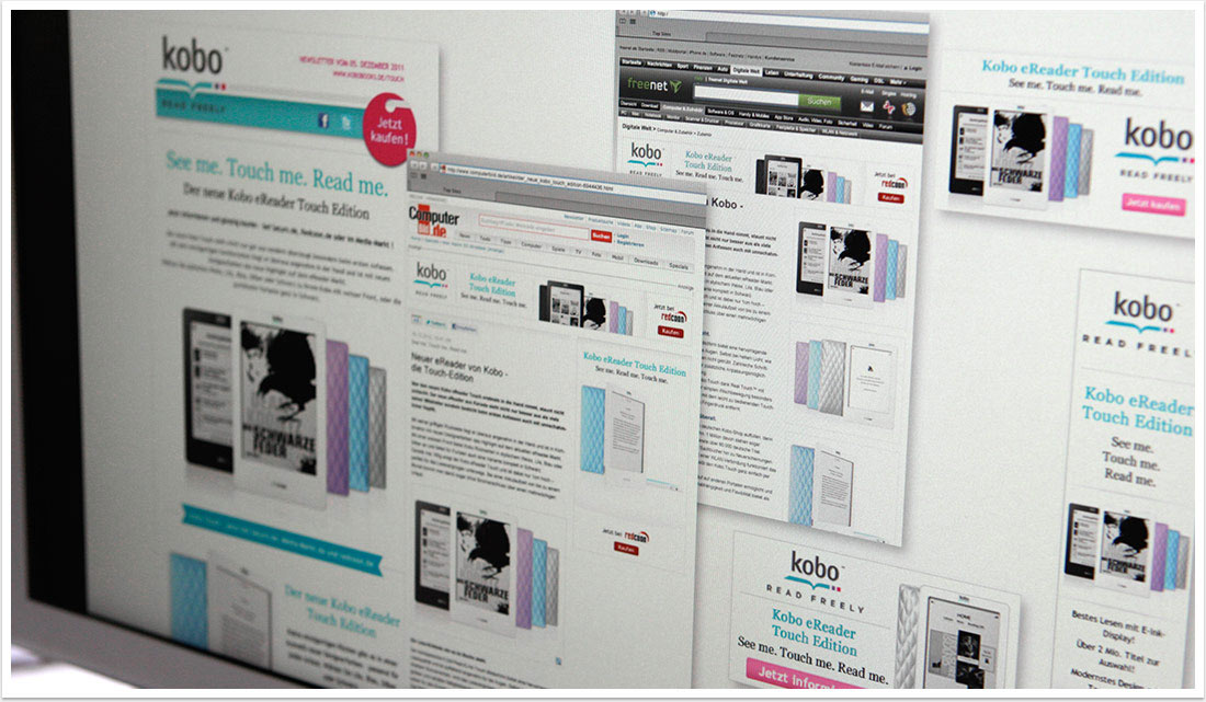 Online Marketing Microsite für den eReader für Kobo Touch Promo by bgp e.media - verschiedene Ansichten