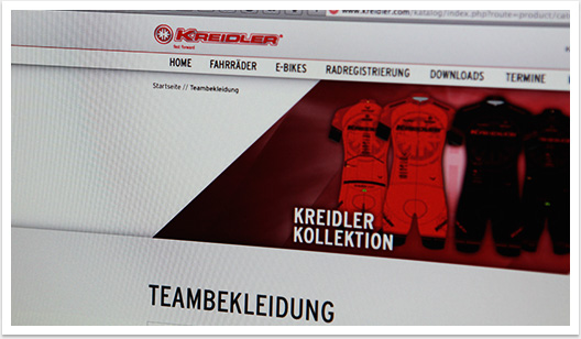 eCommerce Lösung für Teambekleidung online Shopsystem für Kreidler by bgp e.media - Teambekleidungsshop