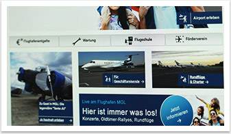 Corporate Website in responsive Webdesign für Mönchengladbach Flughaben by bgp e.media - Verteiler Themenhighlights 