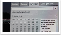 Lokales Webdesign, Web-Entwicklung & CMS Systeme für die Stadt Oberhausen by bgp e.media - Detailansicht Kalender
