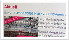 eCommerce und Buchungssysteme für !SING - Day of Song by bgp e.media - Aktuelles