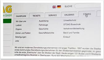 Ticket-Systeme & Schnittstellentechnik für die Stoag by bgp e.media - Megamenü STOAG