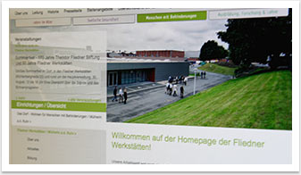 Screendesign und e.sy CMS Entwicklung für die Theodor Fliedner Stiftung by bgp e.media - Startseite Fliedner Werkstätte