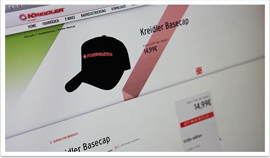 eCommerce Lösung für Teambekleidung online Shopsystem für Kreidler by bgp e.media - Produktdetailseite Header 