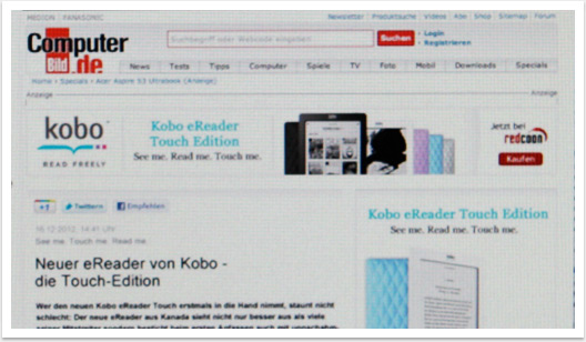 Online Marketing Microsite für den eReader für Kobo Touch Promo by bgp e.media - Werbebanner Webbanner 