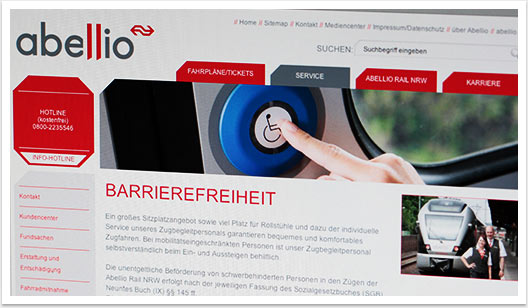 MultiDomain Website im e.sy Cms für Abellio by bgp e.media Barrierefreiheit
