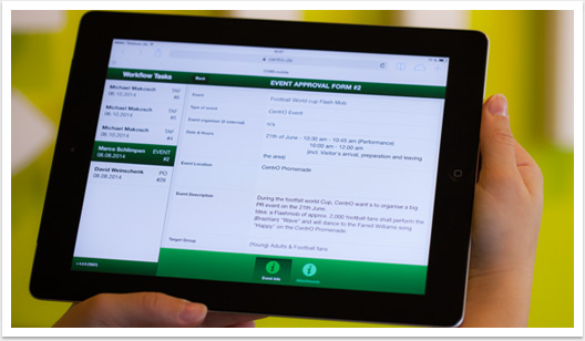 iOS betriebenes Purchase and Order System iPad App CentrO by bgp e.media - Benutzeroberfläche03 Tablet