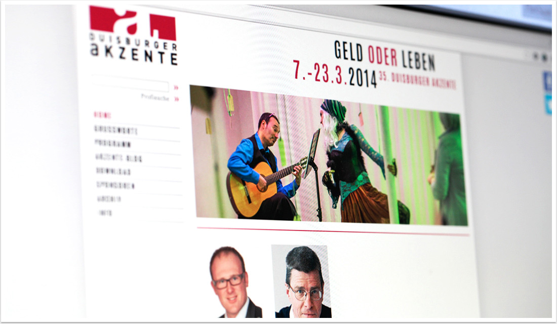 Webdesign für Duisburger Akzente by bgp e.media - home screen