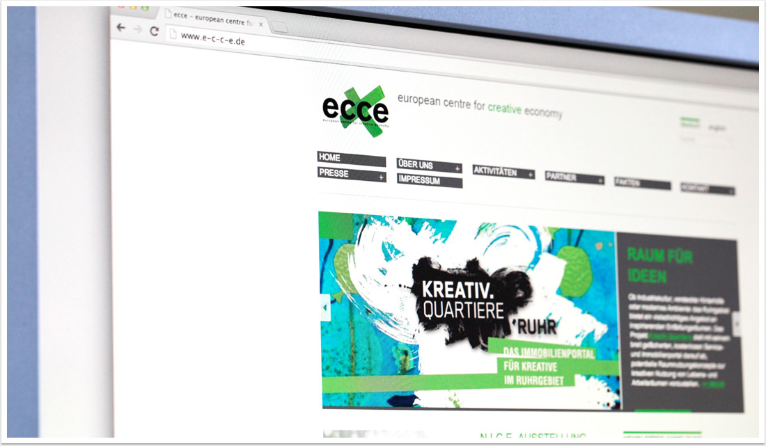 Internet-Portal und Webdesign für e.c.c.e. by bgp e.media - Homescreen