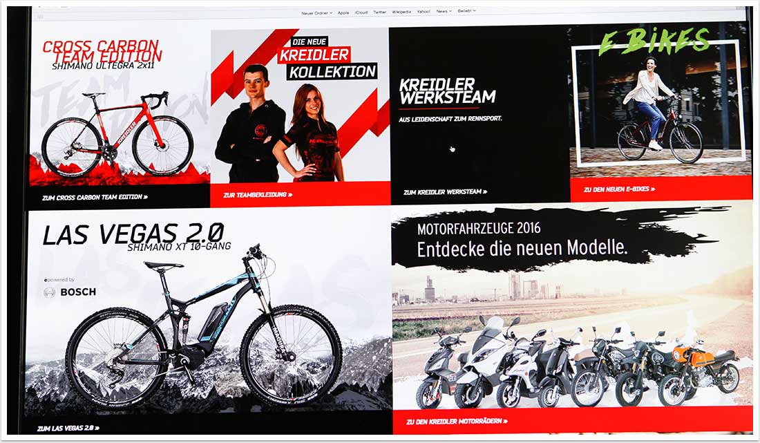 B2C-Portal neues Webdesign und Facelift für Kreidler by bgp e.media - Verteilerseite Teaser Highlights 