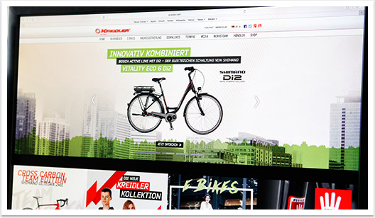 B2C-Portal neues Webdesign und Facelift für Kreidler by bgp e.media - Kreidler Einstiegsseite Homescreen