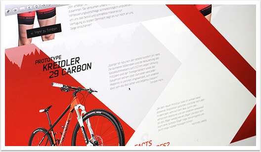 Onepager für das Kreidler Werksteam by bgp e.media - Vorstellung des Teambikes