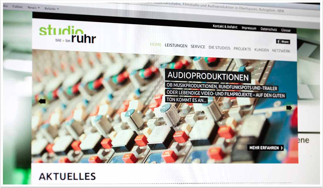 Webdesign für Studio Ruhr by bgp e.media - Startseite