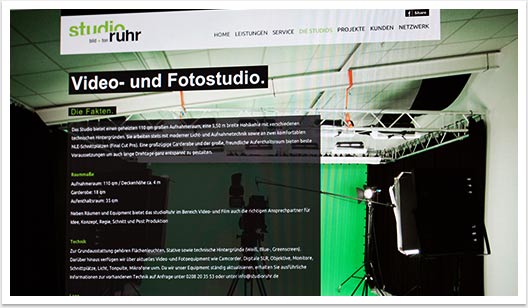 Webdesign für Studio Ruhr by bgp e.media - Video- und Fotostudio