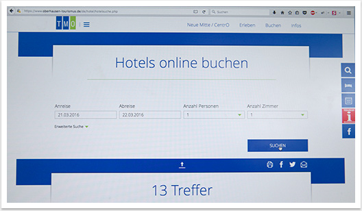 Mobiles Webdesign für Oberhausen Tourismus by bgp e.media - Detail Hotelbuchung