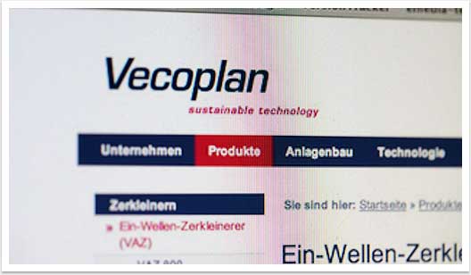 Webdesign und Content Management System für Vecoplan by bgp e.media - Mouseover Produkte