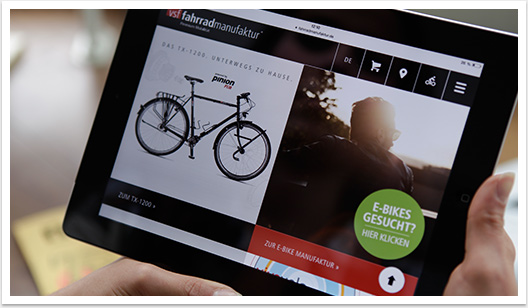 Mobiles B2C Webdesign für die vsf Fahrradmanufaktur | by bgp e.media - Startseitenteaser