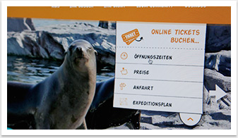 Responsives Webdesign und Mobile Online-Lösung für den Zoom Zoo Gelsenkirchen | by bgp e.media - Ausfahrbare Sticknavigation