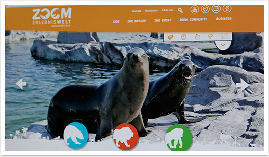 Responsives Webdesign und Mobile Online-Lösung für den Zoom Zoo Gelsenkirchen | by bgp e.media - Startseiten Sliderdetail